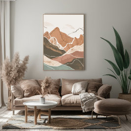 Póster Resumen de las montañas minimalistas