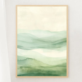 Póster Resumen de las montañas Sage Green & Beige Imprimi