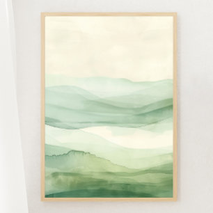 Póster Resumen de las montañas Sage Green & Beige Imprimi