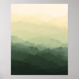 Póster Resumen de las montañas verdes rusticas Minimalist