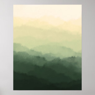 Póster Resumen de las montañas verdes rusticas Minimalist