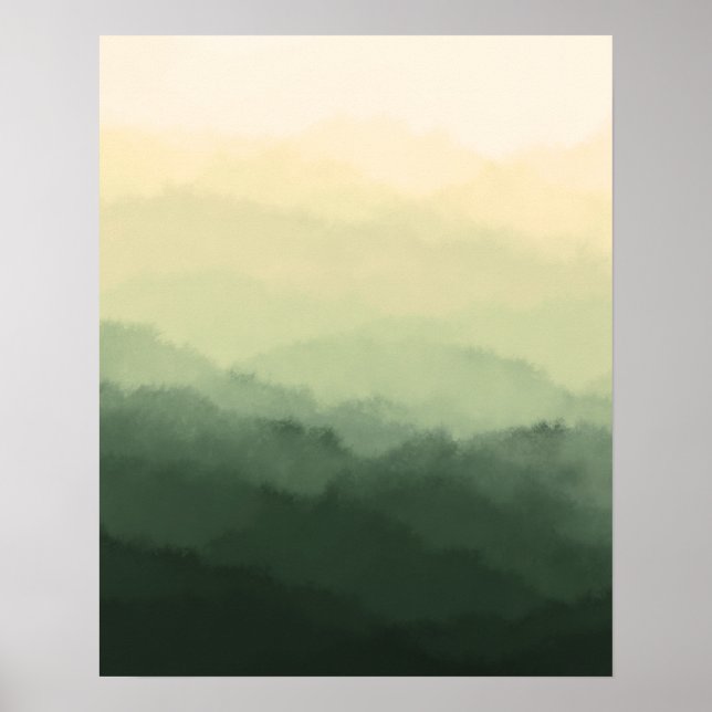 Póster Resumen de las montañas verdes rusticas Minimalist (Frente)