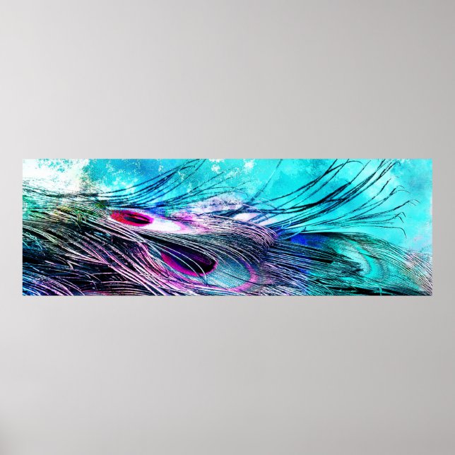 Póster Resumen de las plumas de pavo real de Aqua y Magen (Frente)