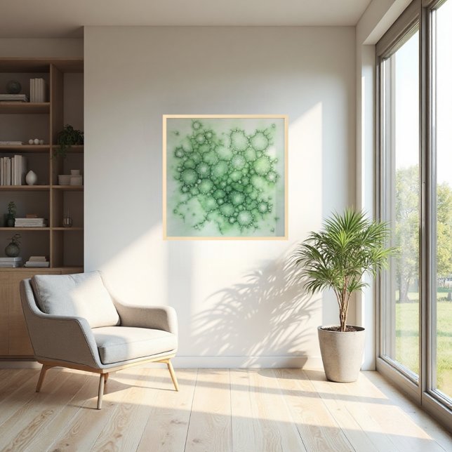 Póster Resumen de Lichen Fenestrado de Salario - Moderno  (Sophisticated sage lichen art on high-quality paper. A nature-inspired modern focal point.)