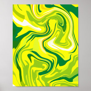 Póster Resumen de líquidos sacude en amarillo y verde