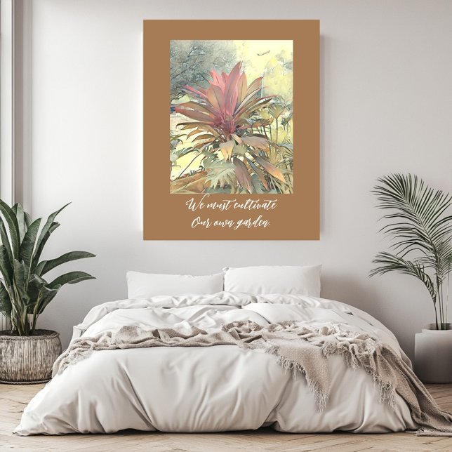 Póster Resumen de los cascos de los jardines inspirando l (Abstract Garden Bushes Inspiring Quote Earth Tones Poster)