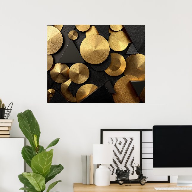 Póster Resumen de lujo geométrico de oro (Oficina en casa)