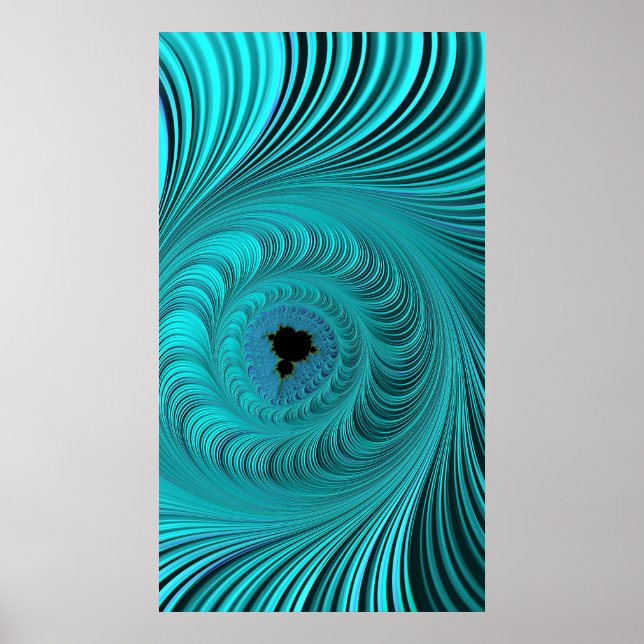 Póster Resumen de Mandelbrot Whirlpool Aqua Blue Fractal (Frente)