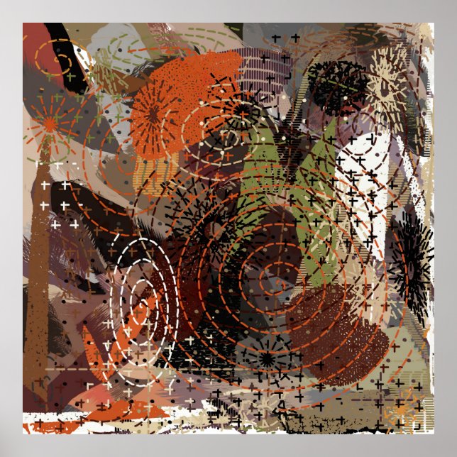 Póster Resumen de medios mixtos Earthy Autumnal Colours (Frente)