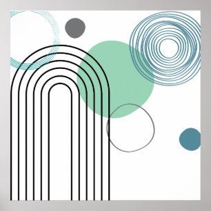 Póster Resumen de mitad de siglo Geométrico pastel modern