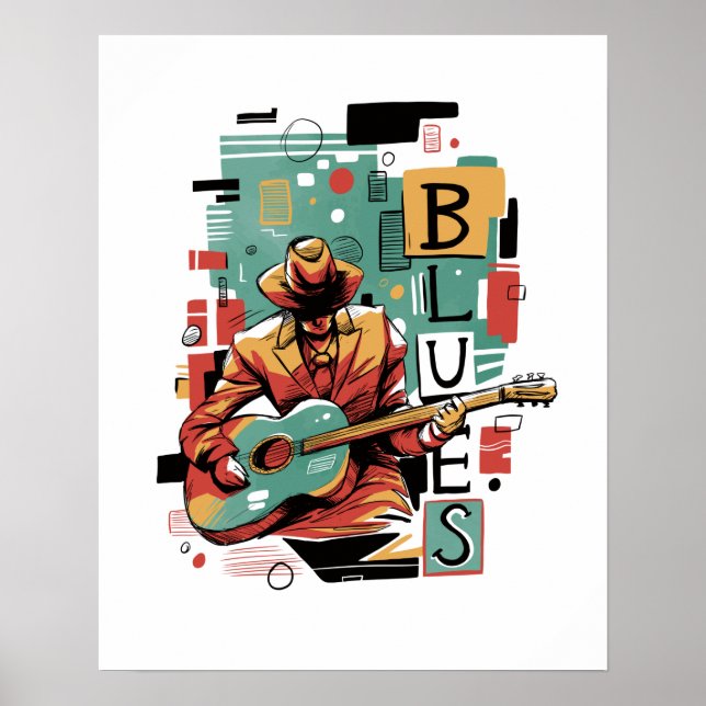 Póster Resumen de músicos de Blues (Frente)