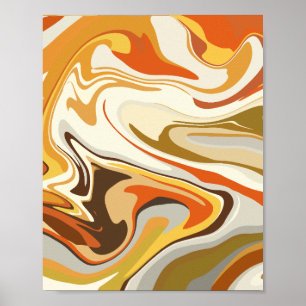 Póster Resumen de Naranja Swirling y diseño Beige
