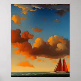 Póster Resumen de olas de paisaje marino mar mar mar aden