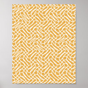 Póster Resumen de patrón de línea Preppy Amarillo