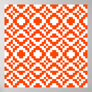 Póster Resumen de patrones geométricos pixelados sin sold
