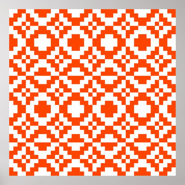 Póster Resumen de patrones geométricos pixelados sin sold (Frente)