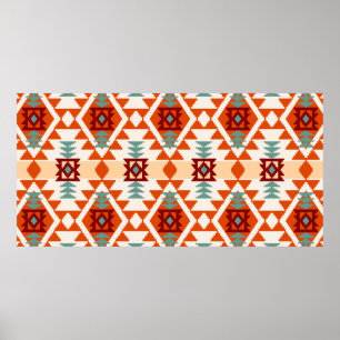 Póster Resumen de patrones geométricos sin costura, améri