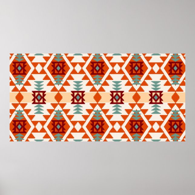 Póster Resumen de patrones geométricos sin costura, améri (Frente)