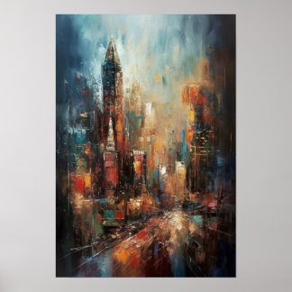 Póster Resumen de pintura al óleo de Manhattan en Nueva Y