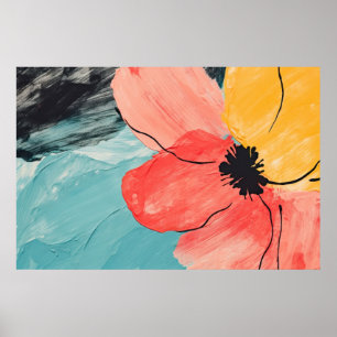 Póster Resumen de pintura de flores acuáticas
