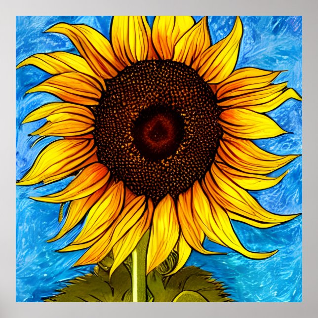 Póster Resumen de pintura de girasol (Frente)