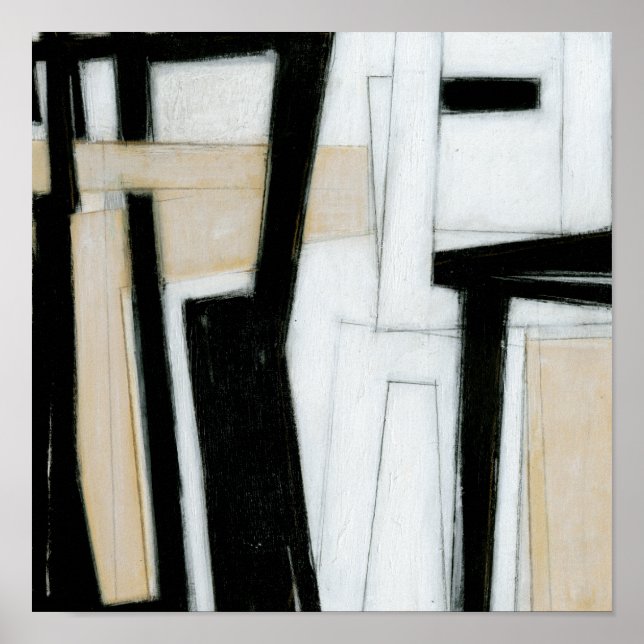 Póster Resumen de pintura en blanco y negro (Frente)
