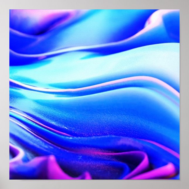Póster Resumen de plástico brillante azul y púrpura Faux (Frente)