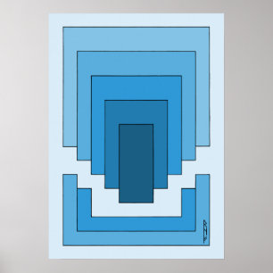 Póster Resumen de Rectángulo en Azul