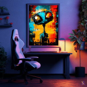 Póster Resumen de retrato expresionista contemporáneo