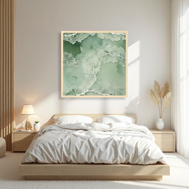 Póster Resumen de Sage Lace Lichen - Orgánico Moderno (Sage Lace Lichen Poster: Serene Organic Modern Art with Ethereal Botanical Textures.)
