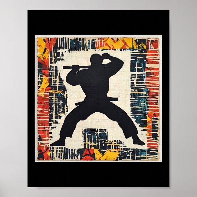 Póster Resumen de silueta de artes marciales (Frente)