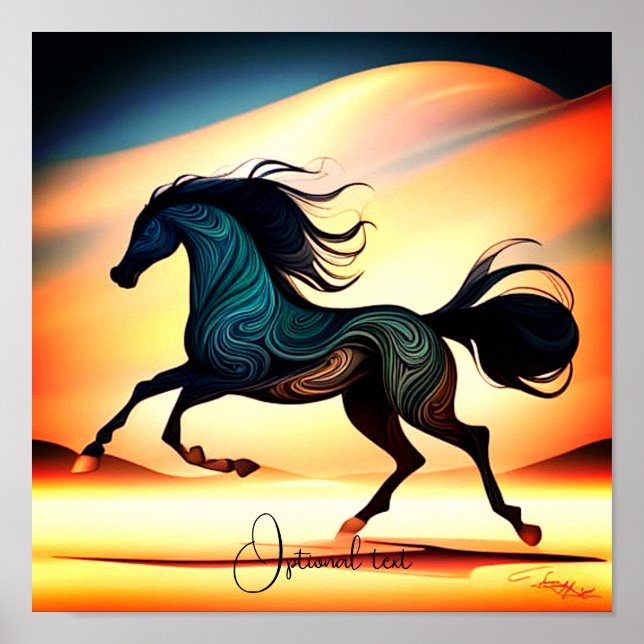 Póster Resumen de Stallion negro en el desierto (Frente)