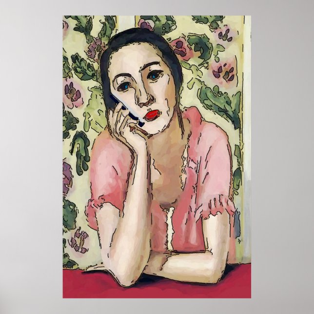 Póster Resumen de teléfono celular de mujer, estilo matis (Frente)