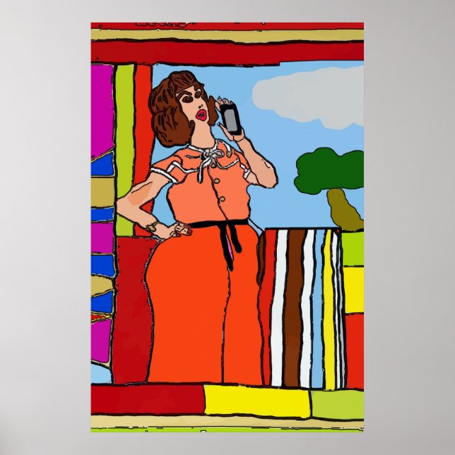 Póster Resumen de teléfono celular de mujer, estilo matis (Frente)
