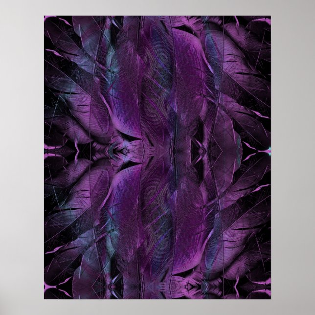 Póster Resumen de textura violeta morada azul de plumas n (Frente)