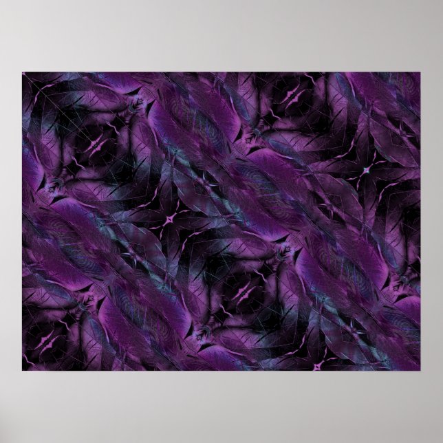 Póster Resumen de textura violeta morada azul de plumas n (Frente)