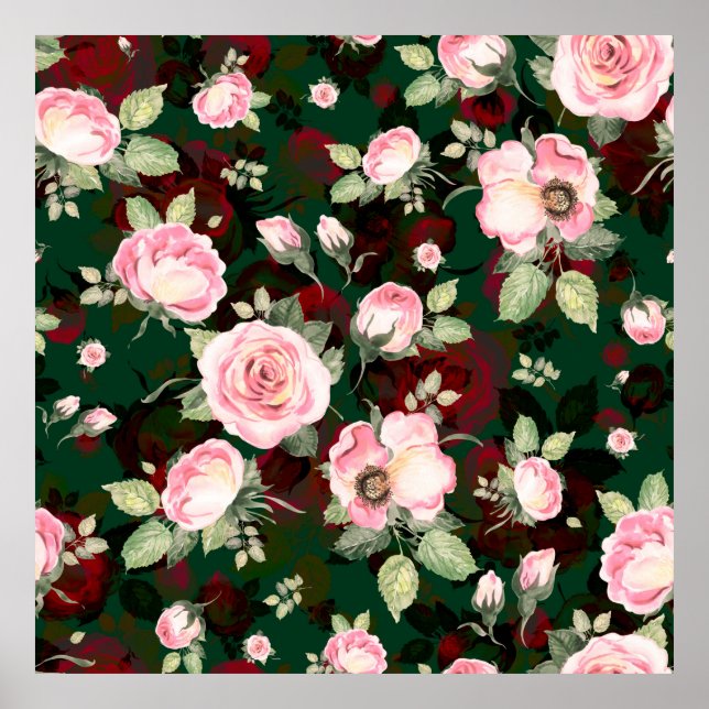 Póster Resumen de un patrón adorable sin fisuras dibujado (Frente)