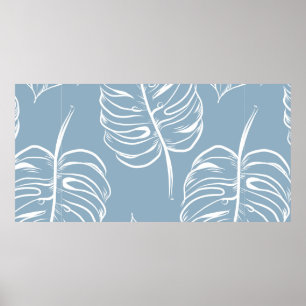 Póster Resumen de un patrón fluido de hoja tropical. Tróp