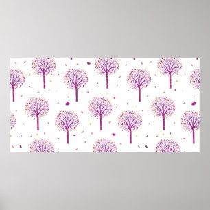 Póster Resumen de un patrón sin fisuras con árboles en la