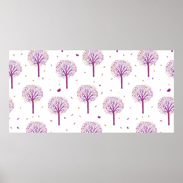 Póster Resumen de un patrón sin fisuras con árboles en la (Frente)