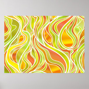 Póster Resumen de vidrio manchado amarillo