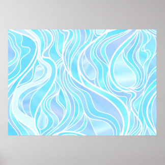 Póster Resumen de vidrio manchado azul cielo
