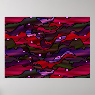 Póster Resumen de vidrio manchado de la capa marina roja