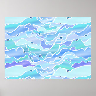 Póster Resumen de vidrio manchado del paisaje marino verd