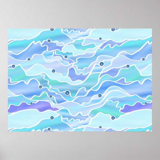 Póster Resumen de vidrio manchado del paisaje marino verd (Frente)