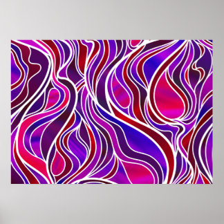 Póster Resumen de vidrio manchado morado