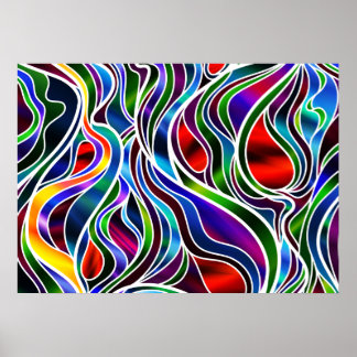 Póster Resumen de vidrio manchado psicodélico