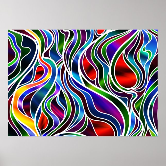 Póster Resumen de vidrio manchado psicodélico (Frente)