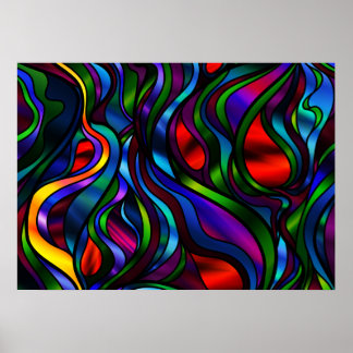 Póster Resumen de vidrio manchado psicodélico