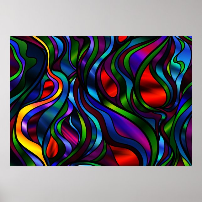 Póster Resumen de vidrio manchado psicodélico (Frente)